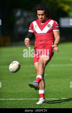 Halifax, England -8th October 2022 -  Rugby League Pre World Cup International Friendly, Tonga vs France  at The MBI Shay Stadium, Halifax, UK Stock Photo