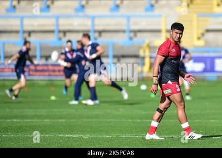 Halifax, England -8th October 2022 -  Rugby League Pre World Cup International Friendly, Tonga vs France  at The MBI Shay Stadium, Halifax, UK Stock Photo