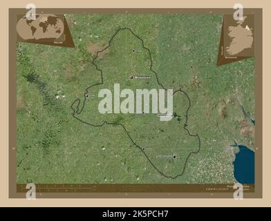 Monaghan, county of Ireland. Low resolution satellite map. Corner ...