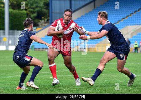 Halifax, England -8th October 2022 -  Rugby League Pre World Cup International Friendly, Tonga vs France  at The MBI Shay Stadium, Halifax, UK Stock Photo