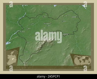 Offaly Rivers Offaly, county of Ireland. Elevation map colored in sepia tones with ...