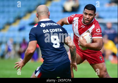 Halifax, England -8th October 2022 -  Rugby League Pre World Cup International Friendly, Tonga vs France  at The MBI Shay Stadium, Halifax, UK Stock Photo