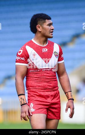 Halifax, England -8th October 2022 -  Rugby League Pre World Cup International Friendly, Tonga vs France  at The MBI Shay Stadium, Halifax, UK Stock Photo