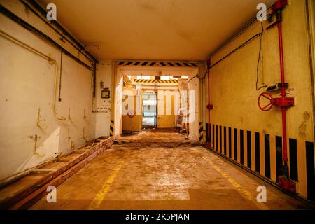 Bunker hosting nuclear weaponry with large blast proof armored door Stock Photo