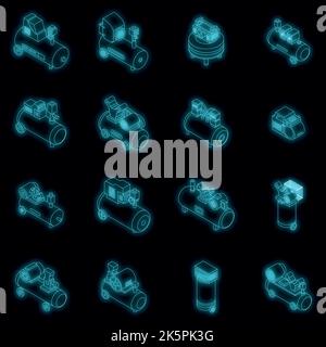 Air compressor icons set. Isometric set of air compressor vector icons ...