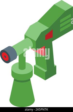 Green gun icon isometric vector. Paint spray. Industrial metal Stock Vector