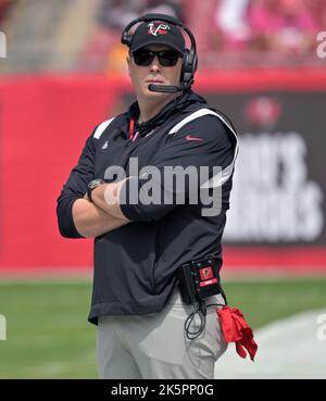 Atlanta Falcons head coach Arthur Smith looks on before an NFL football ...