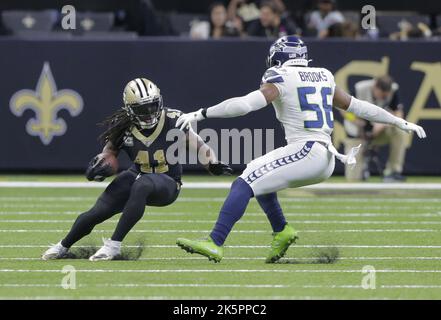 New Orleans Saints wide receiver Lil'Jordan Humphrey during an NFL football  game against the Seattle Seahawks, Monday, Oct. 25, 2021, in Seattle. The  Saints won 13-10. (AP Photo/Ben VanHouten Stock Photo - Alamy