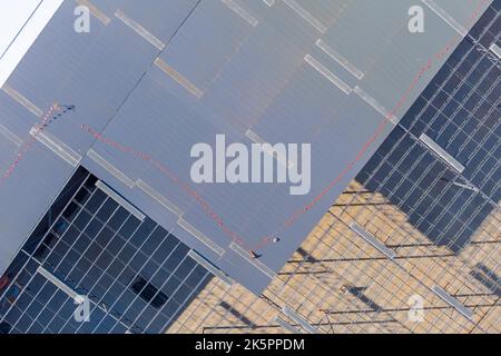 An aluminum frame structure with metal steel framework for factory warehouse construction sites Stock Photo