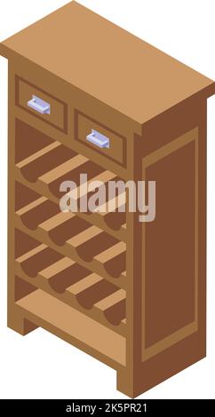 Box alcohol icon isometric vector. Wine room. Wine cabinet Stock Vector