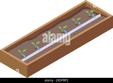 Plant pot irrigation system icon isometric vector. Farm hose. Water pipe Stock Vector