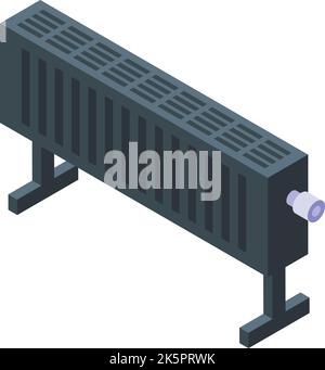 Black convector icon isometric vector. Room radiator. Energy service Stock Vector