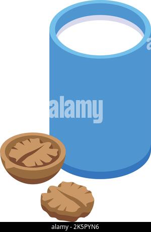 Walnut milk icon isometric vector. Vegetable plant. Food drink Stock Vector