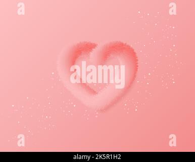 Happy Valentine's day poster with fluffy heart Stock Vector