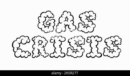 The word GAS CRISIS written in letters in the shape of a cloud. Flat vector illustration isolated on white background. Stock Vector