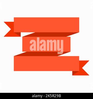 Flag orange triple ribbon banner. Three rows. Flat vector illustration isolated on white background. Stock Vector