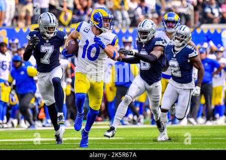 Inglewood, CA. 9th Oct, 2022. Dallas Cowboys cornerback Trevon Diggs #7  smiles after the NFL football game against the Dallas Cowboys at the SOFI  Stadium in Inglewood, California.The Dallas Cowboys defeat the