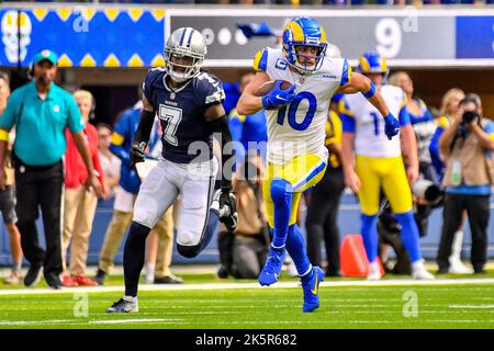 Inglewood, CA. 9th Oct, 2022. Dallas Cowboys cornerback Trevon Diggs #7  smiles after the NFL football game against the Dallas Cowboys at the SOFI  Stadium in Inglewood, California.The Dallas Cowboys defeat the