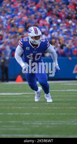 Oct 9th, 2022: Von Miller #40 during the Pittsburgh Steelers vs Buffalo  Bills game in Orchard Park, New York at Highmark Stadium. Jason Pohuski/CSM  (Credit Image: © Jason Pohuski/CSM via ZUMA Press