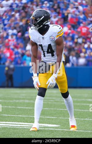 Oct 9th, 2022: George Pickens #14 during the Pittsburgh Steelers vs Buffalo  Bills game in Orchard Park, New York at Highmark Stadium. Jason Pohuski/CSM  (Credit Image: © Jason Pohuski/CSM via ZUMA Press