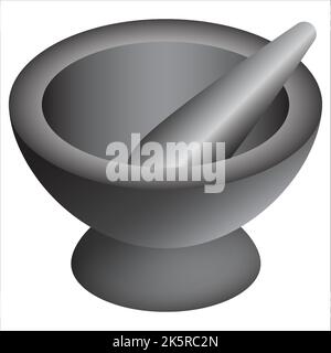 vector illustration of mortar & pestle for using chili and herb smashes to make curry chili ingredients or to smash herbs to make medicines. Stock Vector