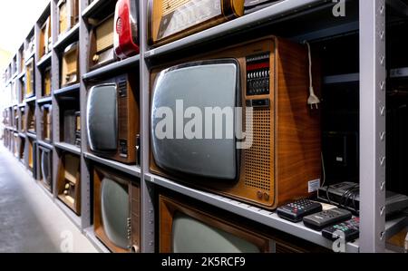 Munich, Germany. 21st Sep, 2022. Various Siemens televisions are on display at Siemens' historic depot. The company is 175 years old this year. (to dpa 'Siemens Depot: What the company is, was or could have become') Credit: Sven Hoppe/dpa/Alamy Live News Stock Photo