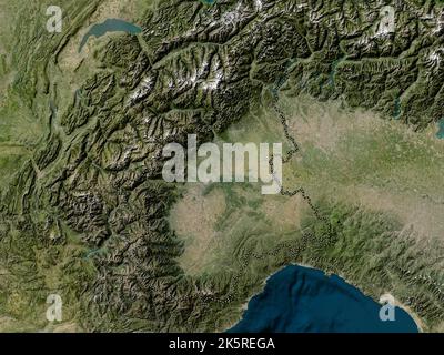 Rega Map Piemonte, region of Italy. Low resolution satellite map. Corner ...