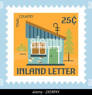 Inland letter, town country postmarks mailing Stock Vector