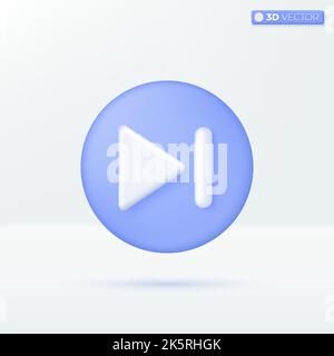 Fast forward icon symbols. music button, Skip to the end, next, Play and pause concept. 3D vector isolated illustration design. Cartoon pastel Minimal Stock Vector