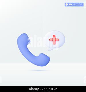 Phone hospital icon symbols. crisis, emergency, urgent situation, risk urgency concept. 3D vector isolated illustration design. Cartoon pastel Minimal Stock Vector