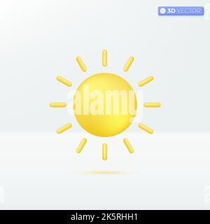 Yellow sun icon symbols. design for mobile app and website, nature, weather, hot summer concept. 3D vector isolated illustration design. Cartoon paste Stock Vector