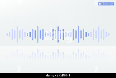 Sound or audio wave icon symbols. voice, frequency, equalizer, media and music concept. 3D vector isolated illustration design. Cartoon pastel Minimal Stock Vector