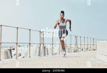 Athlete, Speed and Fast Black Woman Running and Training for Outdoor  Sports, Workout and Exercise for a Marathon. Strong Stock Image - Image of  alone, female: 279543125