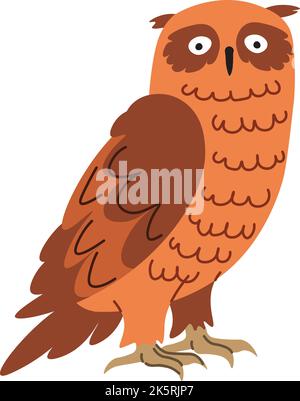 Forest animals, portrait of owl nocturnal bird Stock Vector