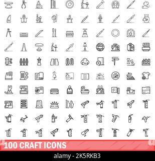 100 craft icons set. Outline illustration of 100 craft icons vector set ...