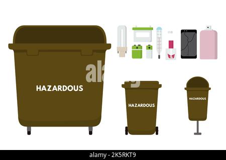 Hazardous waste sorting set vector illustration. Stock Vector