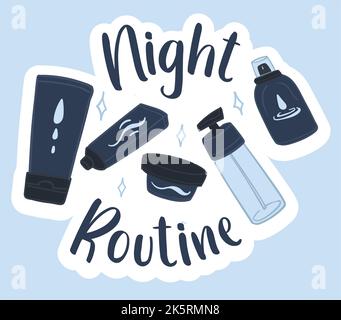 Night routine cosmetic products and care vector Stock Vector