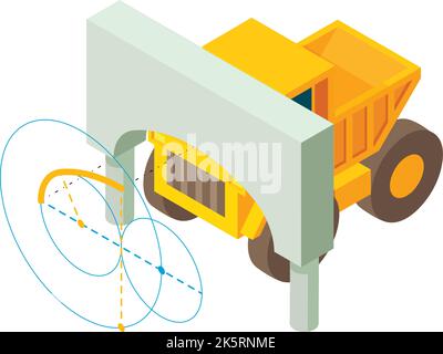 Building arch icon isometric vector. Industrial dumper and model figured arch. Designing, building, reconstruction Stock Vector