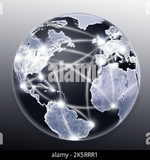 Connected throughout the world. A conceptual image of inter-world connectivity - You can request this image isolated on a transparent background. Stock Photo