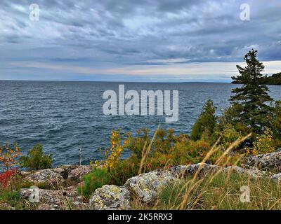 Colors of Autumn/Fall colors/Lake Superior/Gros Cap Conservation Area/Sault Ste Marie/Canada Stock Photo