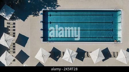 Aerial view of hotel swimming pool in Bath Stock Photo - Alamy