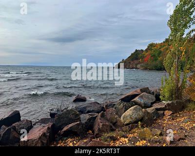 Colors of Autumn/Fall colors/Lake Superior/Gros Cap Conservation/Sault Ste Marie/Canada Stock Photo