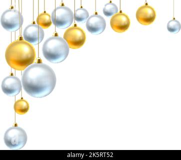Christmas Background Gold Silver Balls Baubles Stock Vector