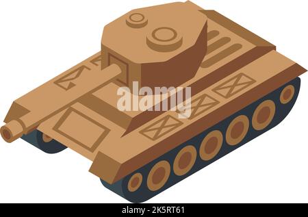 Desert tank icon isometric vector. Military vehicle. Combat soldier Stock Vector