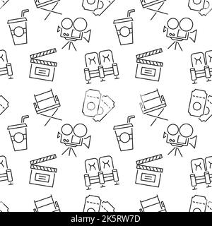 Cinema seamless pattern with icons Stock Vector