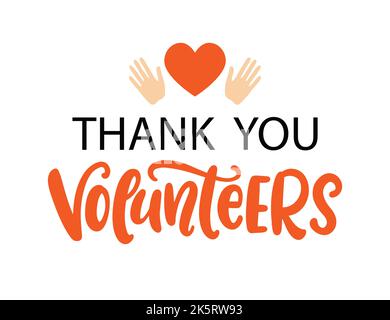 Thank You Volunteers Vector Lettering Banner Stock Vector
