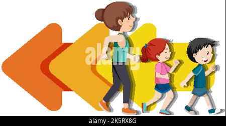 People walking backward cartoon illustration Stock Vector