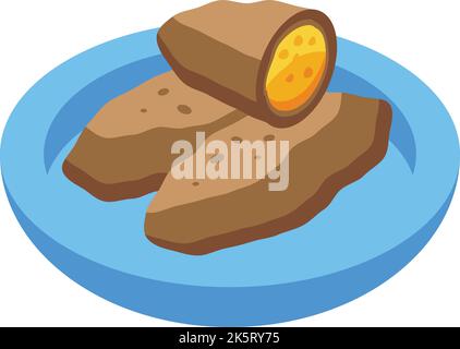 Ham food icon isometric vector. Spanish tapas. Meal tortilla Stock Vector