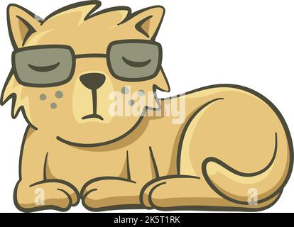 Cute illustration of a cat that is lying on the ground. Vector illustration on white background. Stock Vector