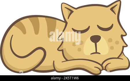Cute illustration of a cat that is lying on the ground. Vector illustration on white background. Stock Vector